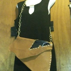 Handmade artistic leather shoulder bag